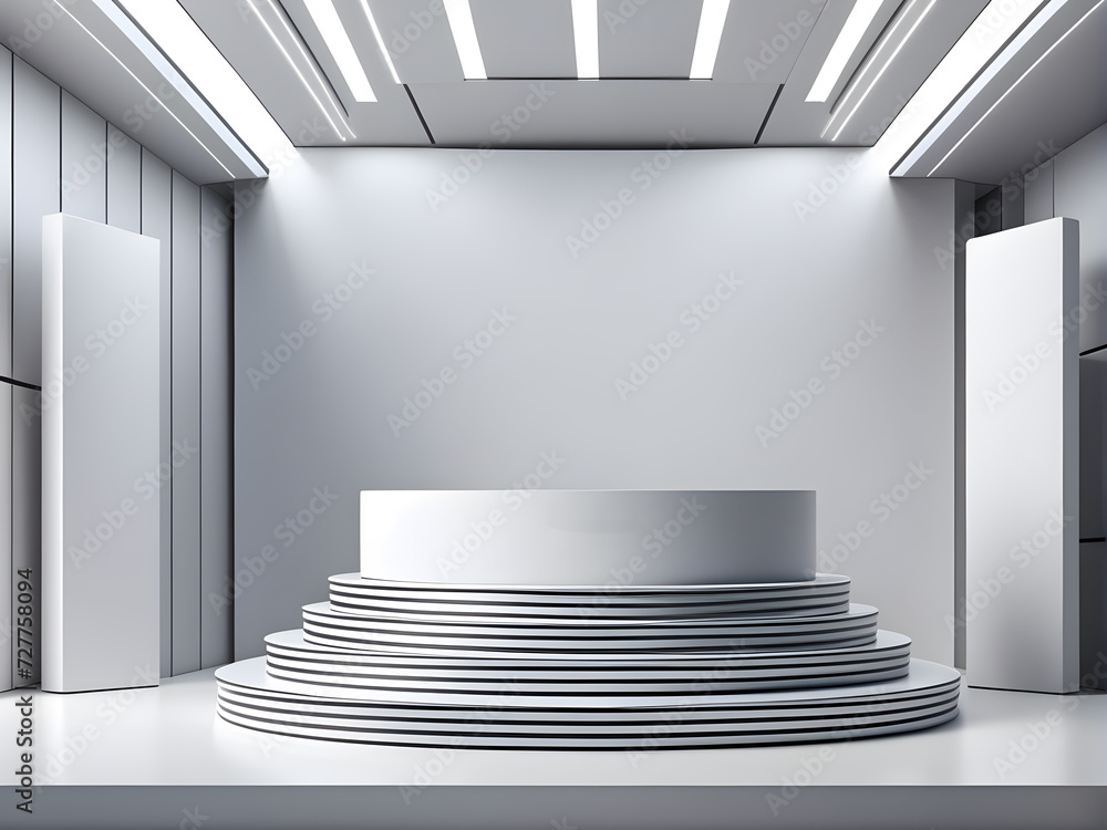 Aufkleber 3d-rendered-podium-technology-inspired-design-floating-on-an-abstract-background-minimalist