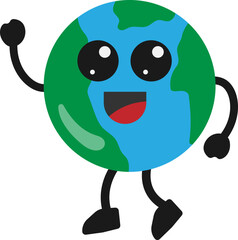 Happy Earth Character Cartoon