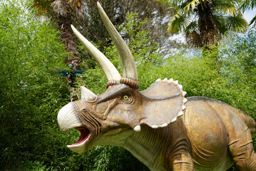 Dinosaurs. in resin in a zoo. Very realistic.
