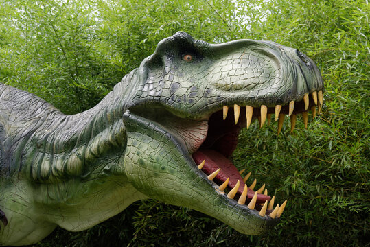 Dinosaurs. in resin in a zoo. Very realistic.
