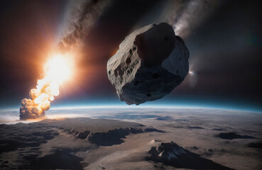 Uderzenie asteroidy z kosmosu. - obrazy, fototapety, plakaty