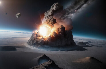Uderzenie asteroidy z kosmosu.
