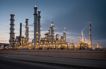 Rafineria ropy naftowej, produkcja paliw. - obrazy, fototapety, plakaty