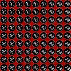Dark red pattern with black circles and curls