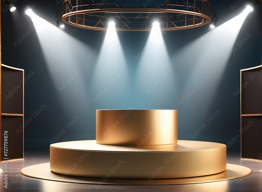 Poster podium-three-dimensional-in-the-foreground-positioned-centrally-on-an-abstract-textural