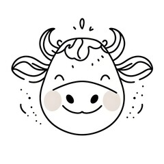 Fototapeta premium line art drawn illustration a cow head logo style