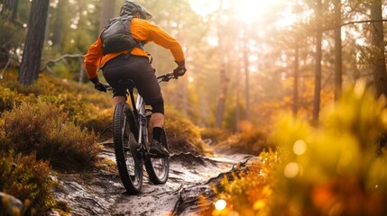 Mountain Biker on Trail Generative AI