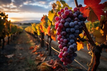 Close-up of grapes in the vineyards generated AI