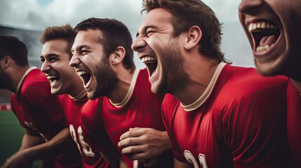Football player laughing during team practice - for stock image search and licensing Generative AI