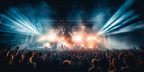 Keuken spatwand met foto crowd partying stage lights live concert summer music festival © Rzk