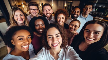 Obraz premium Group of people collaborating for diversity and professional happiness in workplace Generative AI