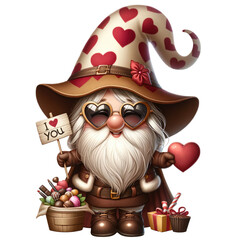 Obraz premium Valentine's Day Gnome with Heart Decorations