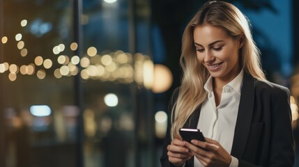 Businesswoman using mobile phone Generative AI