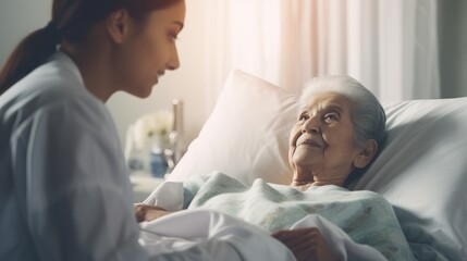 Nurse checking on senior patient Generative AI