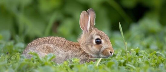 Naklejka na ściany i meble Adorable Baby European Hare (Lepus europaeus) - An Adorable Baby European Hare (Lepus europaeus) Captured in its Natural Habitat