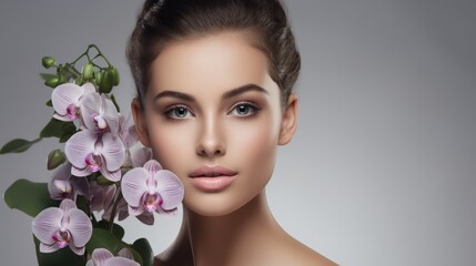 Naklejka na ściany i meble Floral Makeup Portrait Generative AI