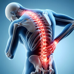 Visual visualization of severe pain in the back and spine