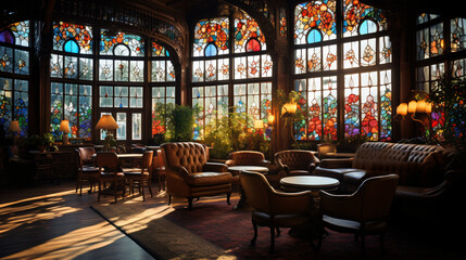 An Art Nouveau interior with a focus on. - obrazy, fototapety, plakaty