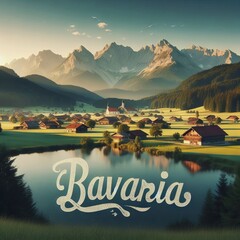 Illustration of Bavaria, Germany alpine scenery