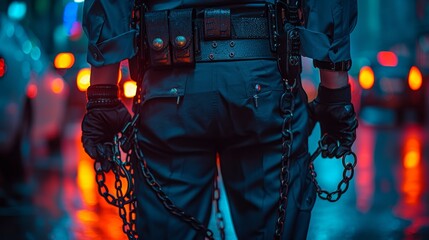 Police Badge and Handcuff Focus Generative AI