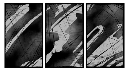 Interior abstract triptych wall.