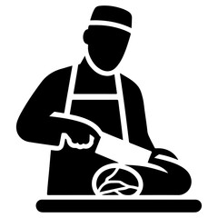 Butcher meat cutting silhouette vector icon, clipart, symbol, black color
