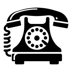 old telephone icon vector silhouette, clipart, symbol, black color silhouette