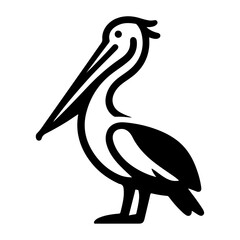 Pelican vector icon, flat symbol, black color silhouette, white background