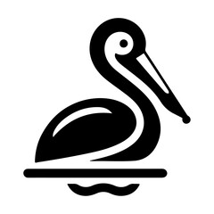 Pelican vector icon, flat symbol, black color silhouette, white background