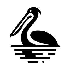 Pelican vector icon, flat symbol, black color silhouette, white background