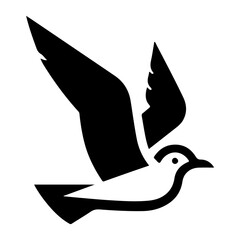 minimal Seagull vector icon, flat symbol, black color silhouette