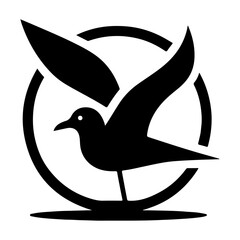 Obraz premium minimal Seagull vector icon, flat symbol, black color silhouette