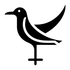 minimal Seagull vector icon, flat symbol, black color silhouette