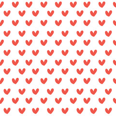 Simple heart shape pattern seamless isolated on white background.