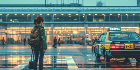 A visitor awaits a cab outside Tokyo airport in Japan.