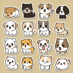 Japanesse style dog sticker pack Generative AI