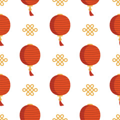 Chinese new year theme seamless pattern, vector background - 727777837