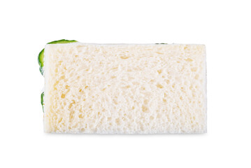 Cucumber dill cream cheese tea sandwich on a white isolated background