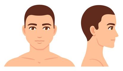 Male face and head profile cartoon template