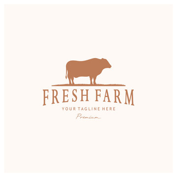 vintage organic animal farm logo premium retro  silhouette for business, livestock, labels and badges.