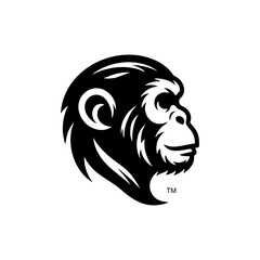 The Monkey side head view icon logo