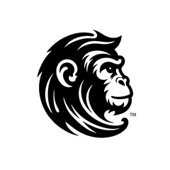 The Monkey side head view icon logo