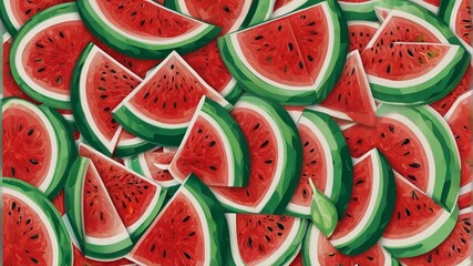 Watermelon slices Cartoon Icon Set Vector Design.