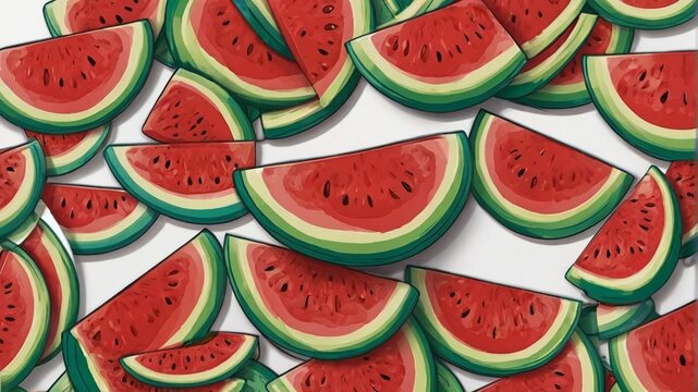 Watermelon picas Cartoon Icon Set Vector Design.