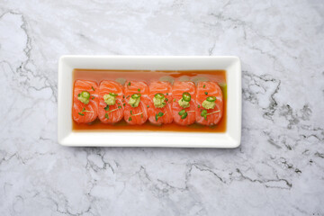 Tiradito salmon, Traditional Japanese food