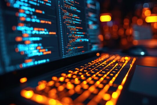 Computer screen showing software code. Generative AI.