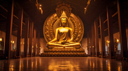 Buddha statue at the temple. - obrazy, fototapety, plakaty