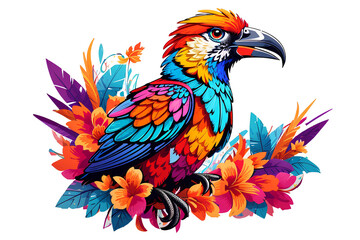a bird with beautiful colors on a transparent background, created by ai generated