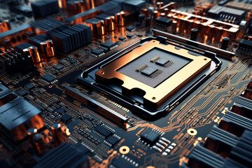 Fototapeta premium Computer Motherboard and other Chips