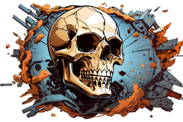 skull on transparent background, created by ai generated
